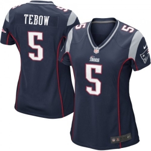 Nike Tim Tebow New England Patriots Ladies Game Jersey - Navy Bl