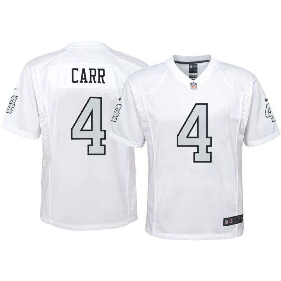 Nike Youth Las Vegas Raiders Derek Carr #4 White Game Jersey