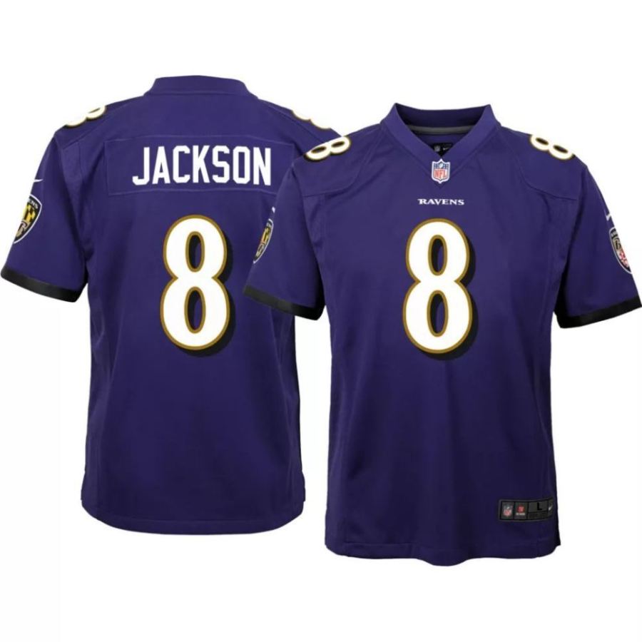 Nike Youth Baltimore Ravens Lamar Jackson #8 Purple Game Jersey