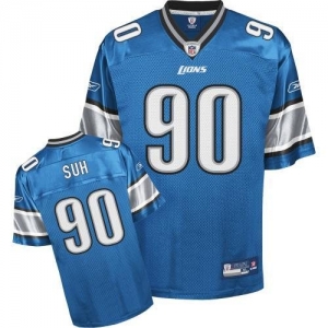 Reebok NFL Equipment Detroit Lions #90 Ndamukong Suh Light Blue