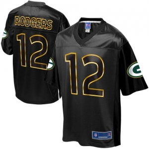 Pro Line Men's Green Bay Packers Aaron Rodgers Black Fashion Jer