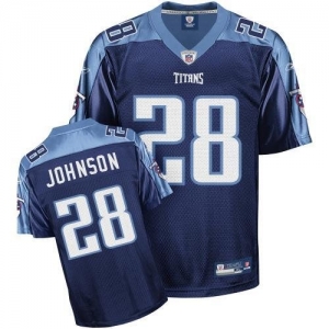 Reebok NFL Equipment Tennessee Titans #28 Chris Johnson Navy Blu