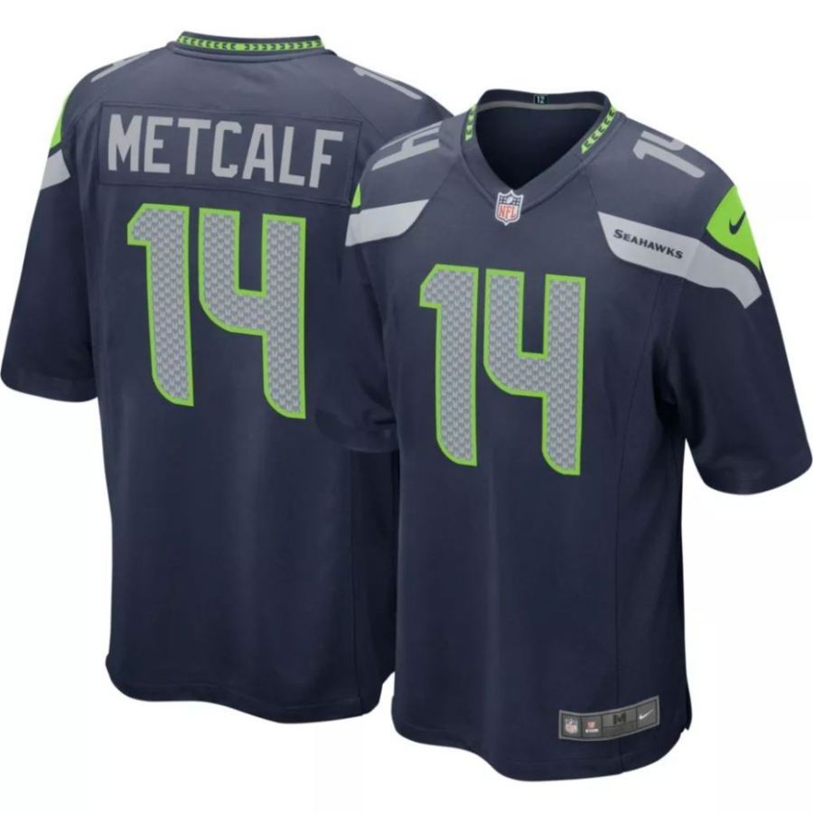 Nike Men's Seattle Seahawks D.K. Metcalf #14 Navy Game Jersey