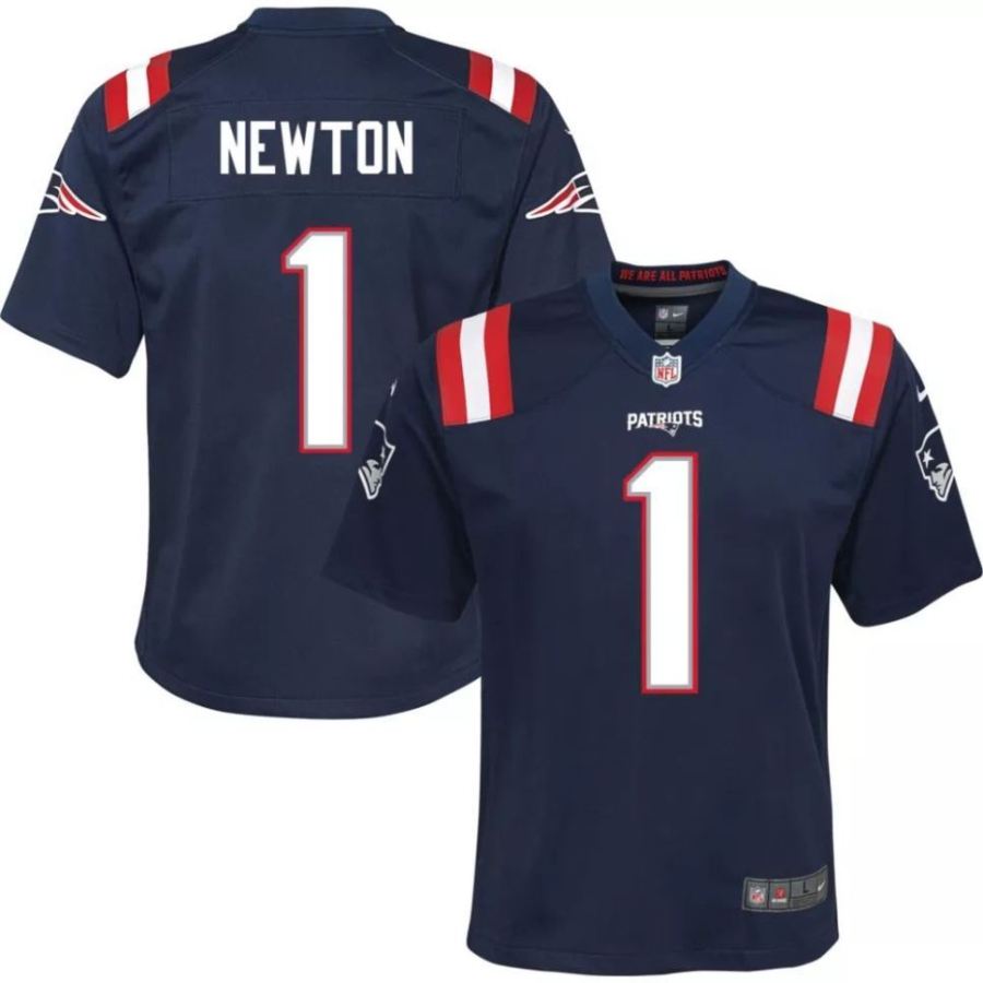 Nike Youth New England Patriots Cam Newton #1 Navy Game Jersey