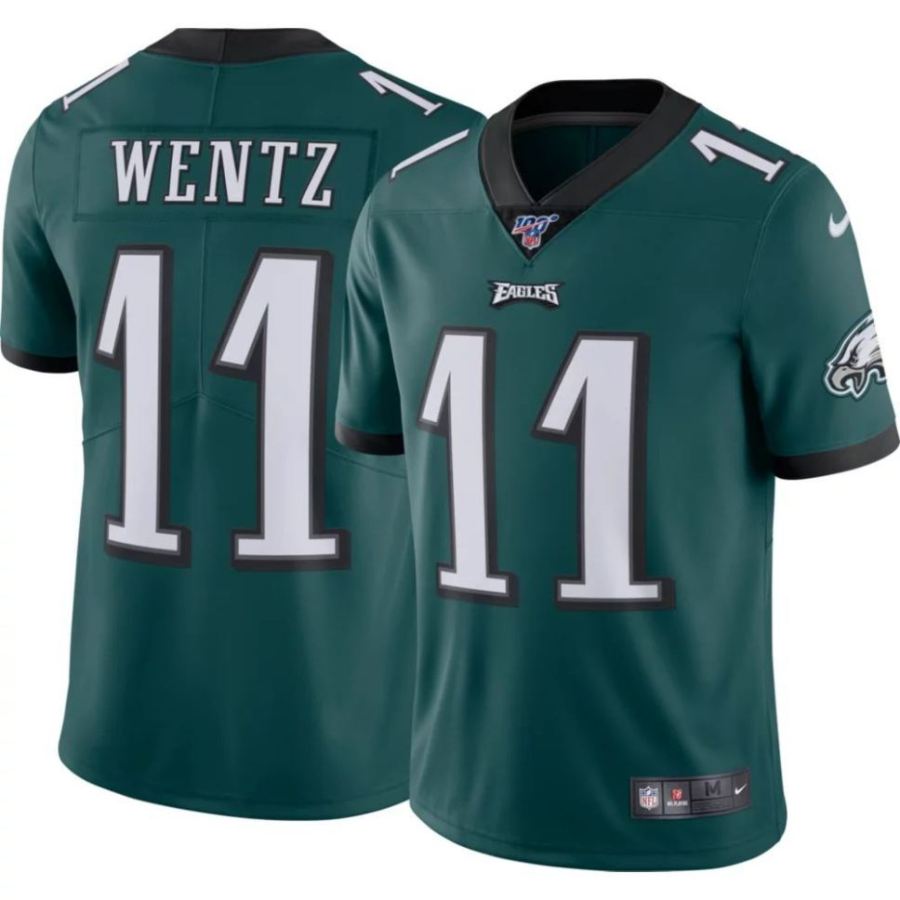 Nike Men's Philadelphia Eagles Carson Wentz #11 100th Green Limi