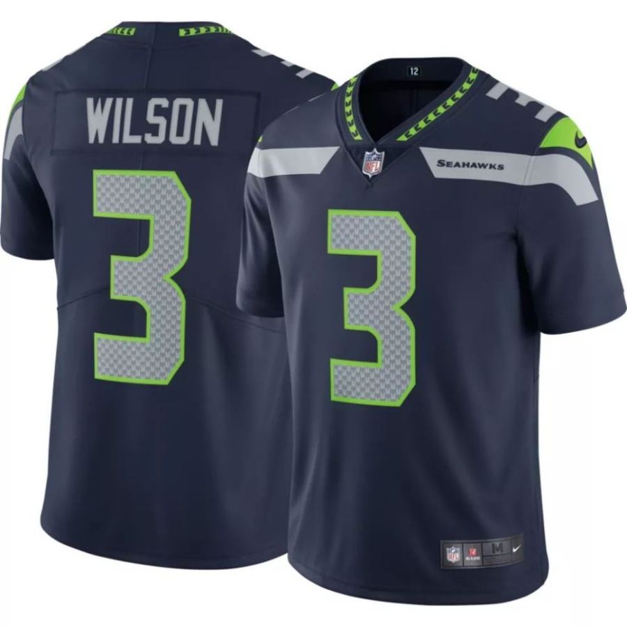 Nike Men's Seattle Seahawks Russell Wilson #3 Navy Limited Jerse