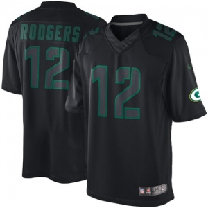 Nike Aaron Rodgers Green Bay Packers Impact Twill Jersey - Black