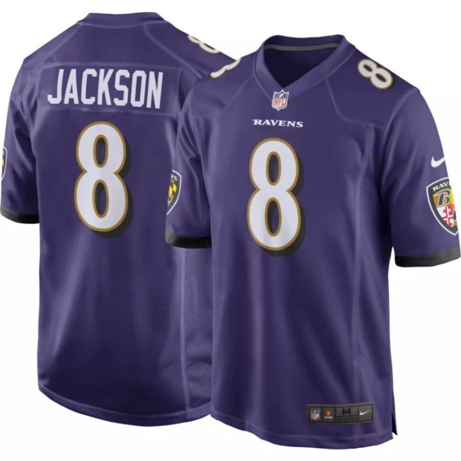 Nike Men's Baltimore Ravens Lamar Jackson #8 Purple Game Jersey