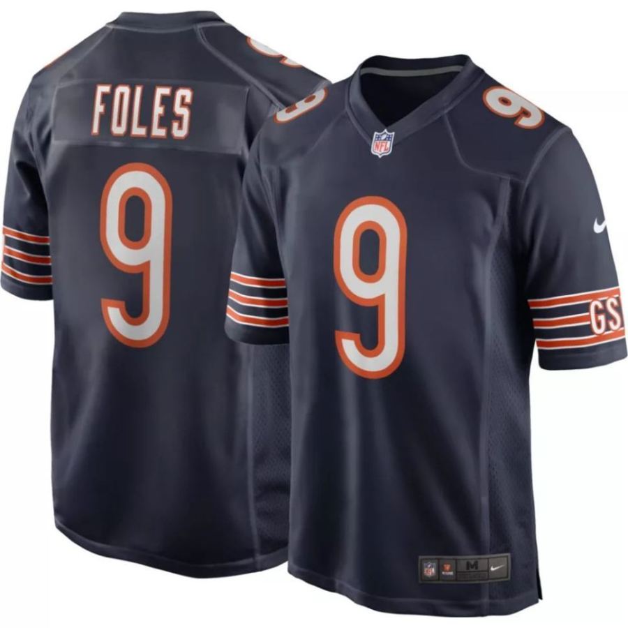 Nike Men's Chicago Bears Nick Foles #9 Navy Game Jersey