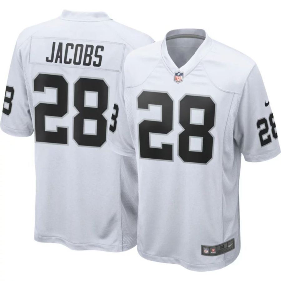 Nike Men's Las Vegas Raiders Josh Jacobs #28 White Game Jersey