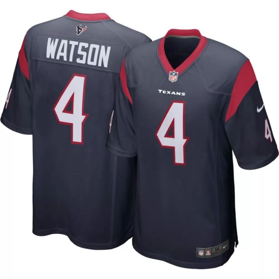 Nike Men's Houston Texans Deshaun Watson #4 Navy Game Jersey